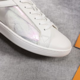 LV Pvc Monogram Printed Leather Sneakers For Men White