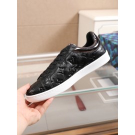 LV Black Monogram Embossed Leather Sneakers For Men 
