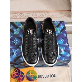 LV Black Monogram Embossed Leather Sneakers For Men 