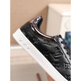 LV Black Monogram Embossed Leather Sneakers For Men 