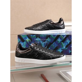 LV Black Monogram Embossed Leather Sneakers For Men 