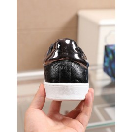 LV Black Monogram Embossed Leather Sneakers For Men 