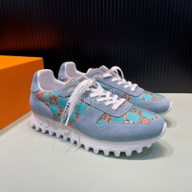 LV Suede Calfskin Running Shoes For Men Blue