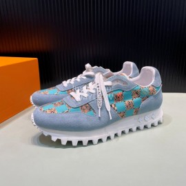 LV Suede Calfskin Running Shoes For Men Blue