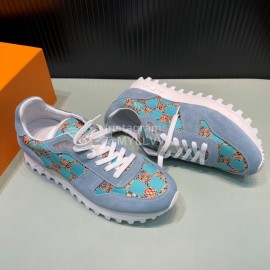 LV Suede Calfskin Running Shoes For Men Blue