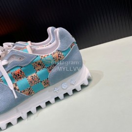 LV Suede Calfskin Running Shoes For Men Blue
