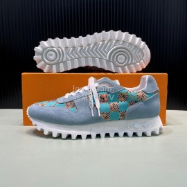 LV Suede Calfskin Running Shoes For Men Blue