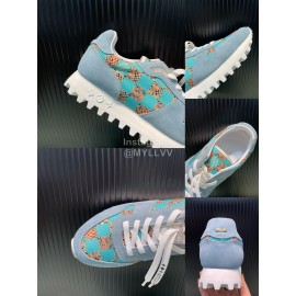 LV Suede Calfskin Running Shoes For Men Blue