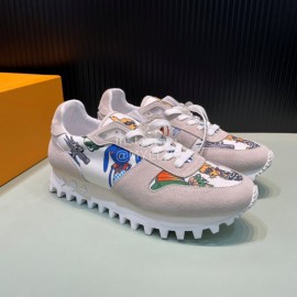 LV Suede Calfskin Running Shoes For Men Gray