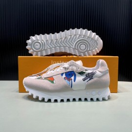 LV Suede Calfskin Running Shoes For Men Gray