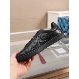 LV Black Monogram Embossed Cowhide Casual Sneakers For Men 