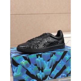 LV Black Monogram Embossed Cowhide Casual Sneakers For Men 