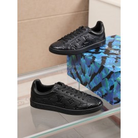LV Black Monogram Embossed Cowhide Casual Sneakers For Men 