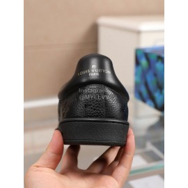 LV Black Monogram Embossed Cowhide Casual Sneakers For Men 