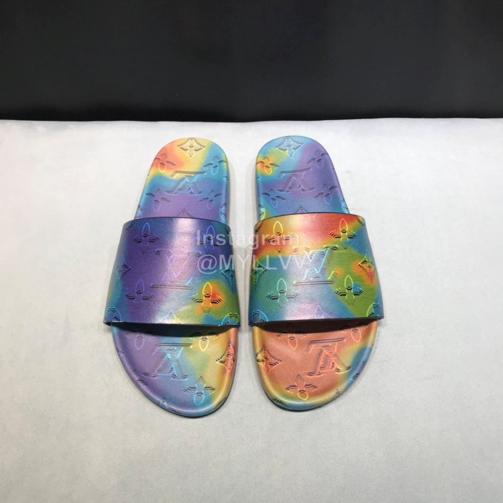 LV Summer Monogram Cowhide Slippers For Men Purple
