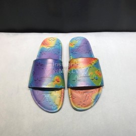 LV Summer Monogram Cowhide Slippers For Men Purple