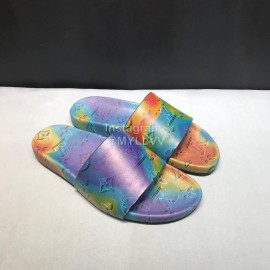LV Summer Monogram Cowhide Slippers For Men Purple