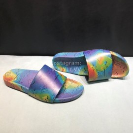 LV Summer Monogram Cowhide Slippers For Men Purple