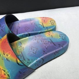 LV Summer Monogram Cowhide Slippers For Men Purple