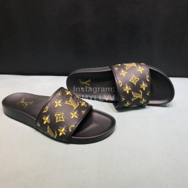 LV Summer Monogram Cowhide Slippers For Men Black