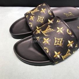 LV Summer Monogram Cowhide Slippers For Men Black
