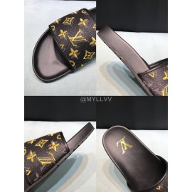 LV Summer Monogram Cowhide Slippers For Men Black