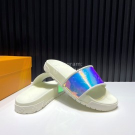 LV Summer Monogram Rubber Sole Colorful Slippers White