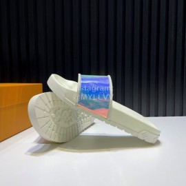 LV Summer Monogram Rubber Sole Colorful Slippers White