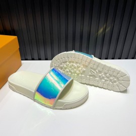 LV Summer Monogram Rubber Sole Colorful Slippers White