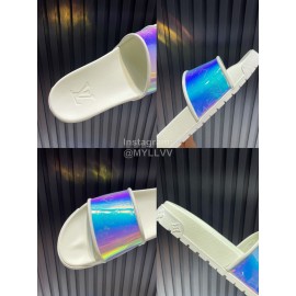 LV Summer Monogram Rubber Sole Colorful Slippers White