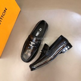 LV Calf Leather Letter Buckle Loafers For Men