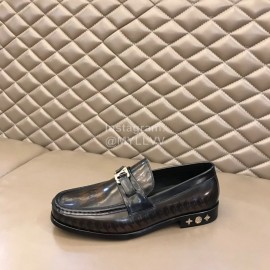 LV Calf Leather Letter Buckle Loafers For Men