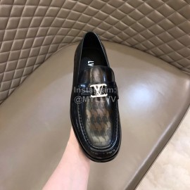 LV Calf Leather Letter Buckle Loafers For Men