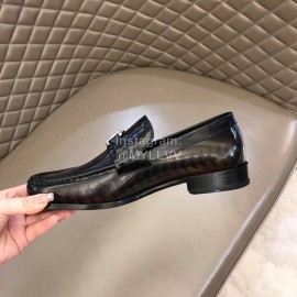 LV Calf Leather Letter Buckle Loafers For Men