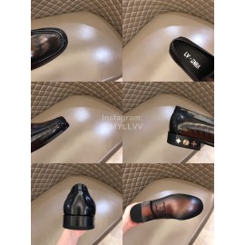 LV Calf Leather Letter Buckle Loafers For Men