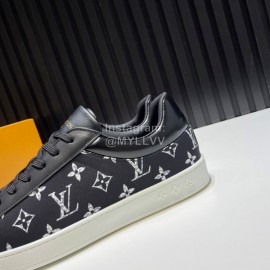 LV Black Monogram Printed Calf Leather Casual Shoes For Men 