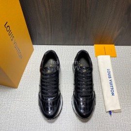 LV Black Calf Leather Casual Lace Up Shoes For Men 