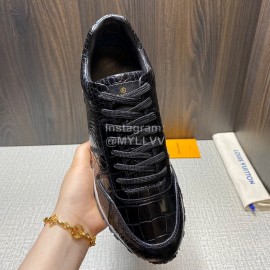 LV Black Calf Leather Casual Lace Up Shoes For Men 