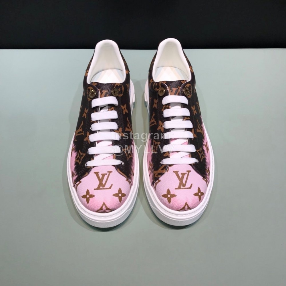LV Tie-Dyed Monogram Cowhide Sneakers For Men And Women Coffee