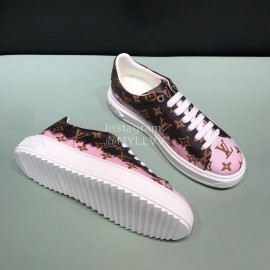 LV Tie-Dyed Monogram Cowhide Sneakers For Men And Women Coffee