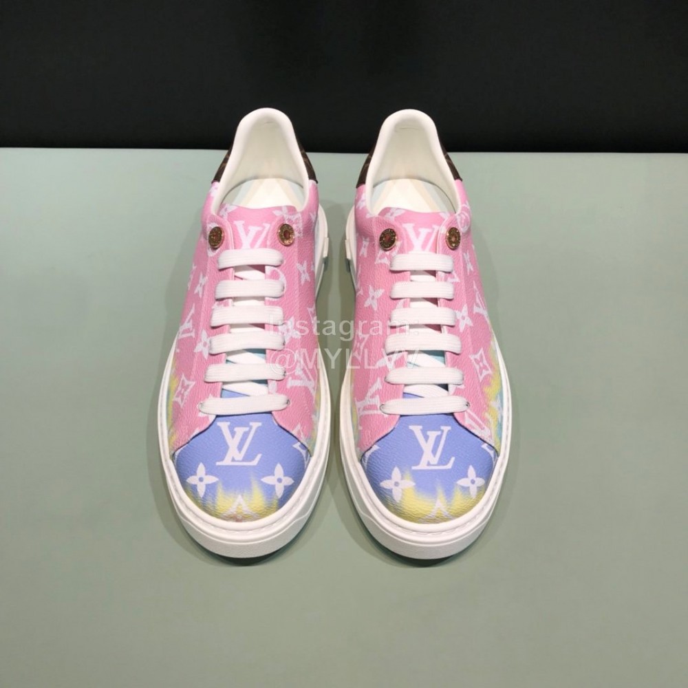LV Tie-Dyed Monogram Cowhide Sneakers For Men And Women Pink