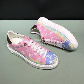 LV Tie-Dyed Monogram Cowhide Sneakers For Men And Women Pink