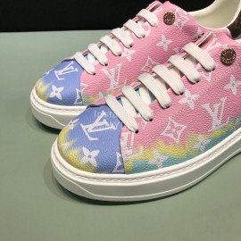 LV Tie-Dyed Monogram Cowhide Sneakers For Men And Women Pink