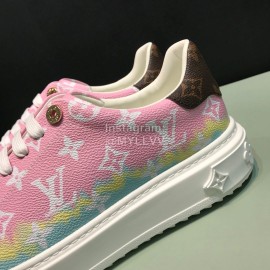 LV Tie-Dyed Monogram Cowhide Sneakers For Men And Women Pink