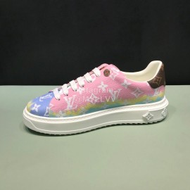 LV Tie-Dyed Monogram Cowhide Sneakers For Men And Women Pink