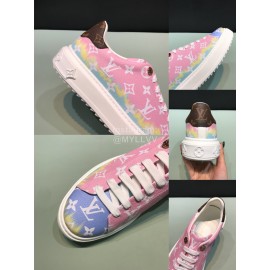 LV Tie-Dyed Monogram Cowhide Sneakers For Men And Women Pink
