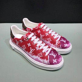 LV Tie-Dyed Monogram Cowhide Sneakers For Men And Women Red