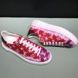 LV Tie-Dyed Monogram Cowhide Sneakers For Men And Women Red