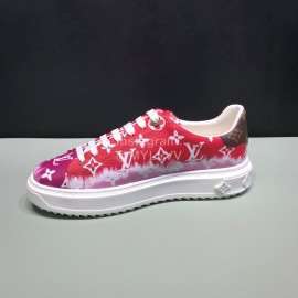 LV Tie-Dyed Monogram Cowhide Sneakers For Men And Women Red