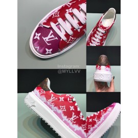 LV Tie-Dyed Monogram Cowhide Sneakers For Men And Women Red